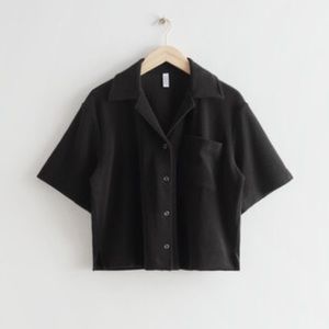& Other Stories Black Boxy Terry Short-Sleeve Shirt